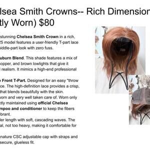 Chelsea Smith Crowns-- Rich Dimensional Auburn T-Part (Gently Worn) $80